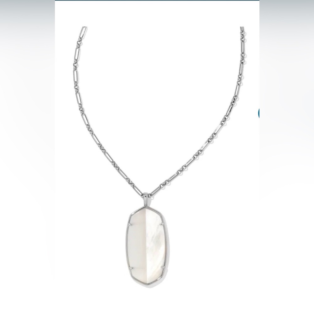 Kendra Scott Reid Silver tone  Pendant necklace in White NWOT